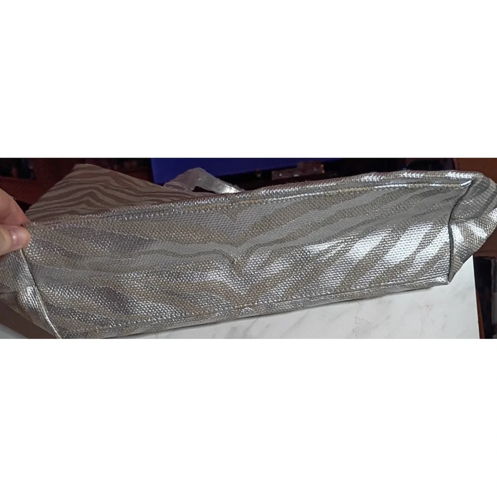 Michael Kors Silver Zebra Print Canvas Tote Bag Fragrance Gift New